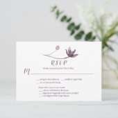 Lavendel Paarse Waterverf Bloemen RSVP Menu Keuze (Staand voorkant)