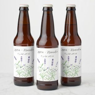 Lavendel Paarse Waterverf bloemenbruiloft Bier Etiket