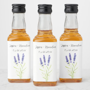 Lavendel Paarse Waterverf bloemenbruiloft Likeurfles Etiket