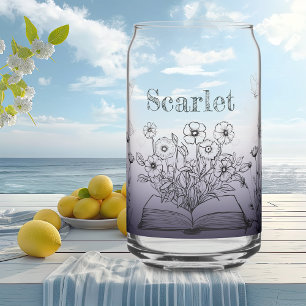 Lavendel Paarse Wildbloemen en Vlinders Blikvorm Glas