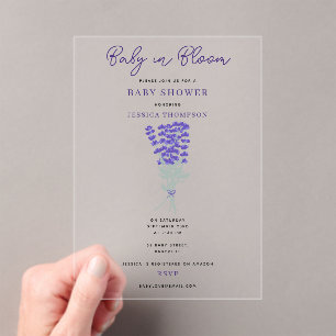Lavendel Paarse Wilde Bloem Baby in Bloei Shower Acryl Uitnodigingen