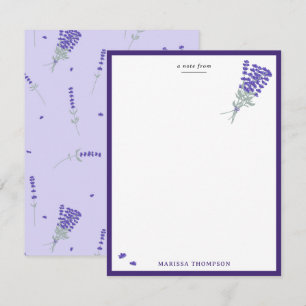 Lavendel Paarse Wilde Bloem Florale Botanische Notitiekaartje