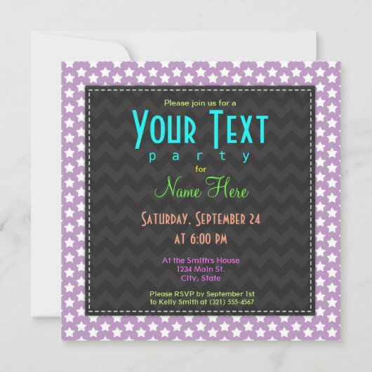 Lavendel Paarse & witte sterren Kaart (Achterkant)