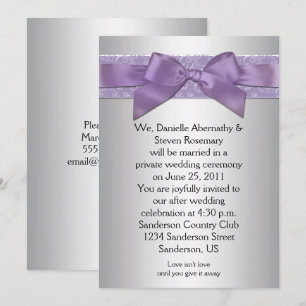 Lavendel Paarse Zilveren Brocade Ribbon Post Weddi Kaart