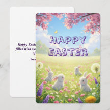 Lavendel Paas Cute Witte Konijn Bloem Lent