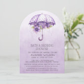 Lavendel paraplu en bloemen Vrijgezellenfeest Kaart (Staand voorkant)