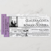 Lavendel Paris Bruiloft Boarding Pass Uitnodiging (Voorkant / Achterkant)