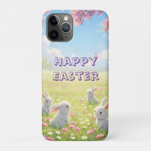 Lavendel Pasen Schattig Witte Konijn Bloemrijk Len iPhone 11 Pro Hoesje