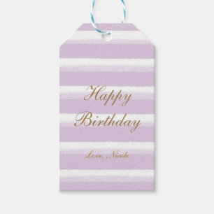 Lavendel Pastel Paarse Watercolor Strepen Cadeaubi Cadeaulabel