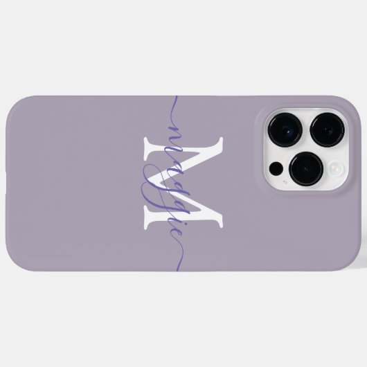 Lavendel Pastel Script Monogram Aangepaste Naam Case-Mate iPhone Case (Achterkant (horizontaal))