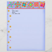 Lavendel Patchwork Quilt blokkeert Letterhead Briefhoofd (Voorkant)