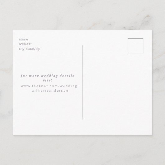 Lavendel Photo Arch Bruiloft Save the Date Briefkaart (Achterkant)