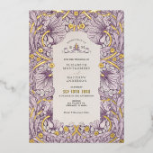 Lavendel  Pimpernel Pattern William Morris Folie Uitnodiging (Voorkant)