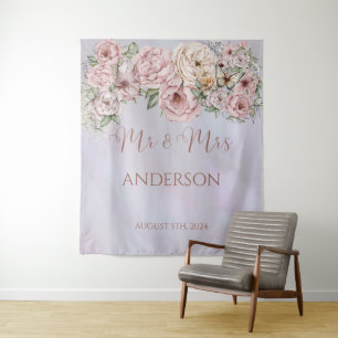 Lavendel Pioen Bruiloft Achtergrond Wandkleed