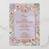  Lavendel Pioen Bruiloft Folie Menu Kaart (Voorkant)