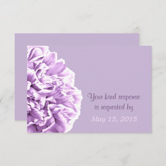 Lavendel pioen bruiloft RSVP (Voorkant / Achterkant)