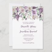 Lavendel Plum Paarse Crème Bloemen Boeket Bruiloft Kaart (Voorkant)