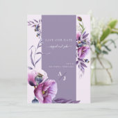 Lavendel Poppy Floral Bruiloft Save Our Date Save The Date (Staand voorkant)