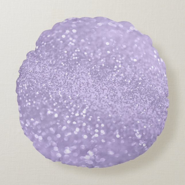 Lavendel Prinses Glitter #1 (Faux Glitter) Rond Kussen (Voorkant)