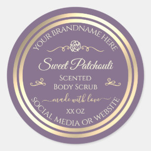 Lavendel Product Label Goud Lijst en  Roos