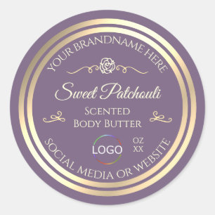 Lavendel Product Label met Goud Lijst en Logo