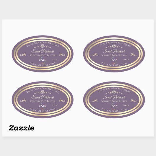 Lavendel Product Label met Goud Lijst en Logo (Vel)