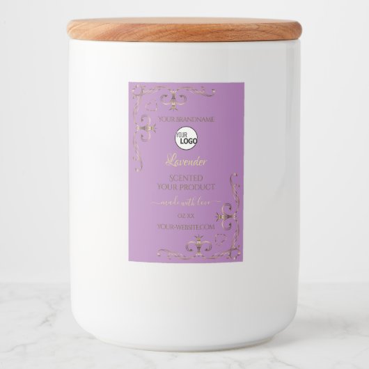 Lavendel Productlabel Gold hoek toevoegen Logo Voedselcontainer Etiket (Voorkant)