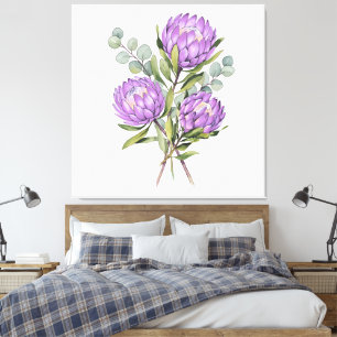 Lavendel Protea Botanisch Aquarel Canvas Afdruk