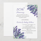 Lavendel Purple Flowers 50e bruiloft Jubileum Kaart (Voorkant / Achterkant)