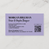 Lavendel QR-code Paarse monogram Visitekaartje (Achterkant)