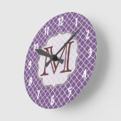 Lavendel Quarterfoil Latti Monogram Wandklok Ronde Klok (Hoek)