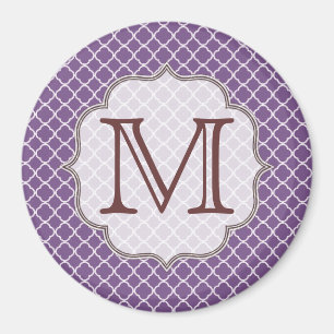 Lavendel Quarterfoil Monogram Initiaal Magnet Magneet