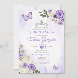 Lavendel Quinceañera Kroon 15 Anos Vlinder Kaart