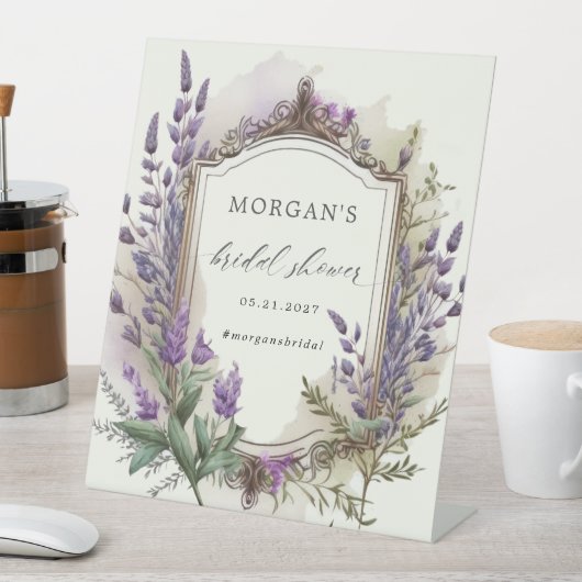 Lavendel Regal Floral Vrijgezellenfeest Reclamebord Met Voetstuk (Insitu)