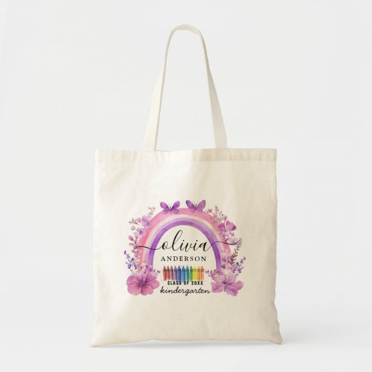Lavendel regenboog gepersonaliseerde Kinder Canvas Tote Bag (Voorkant)