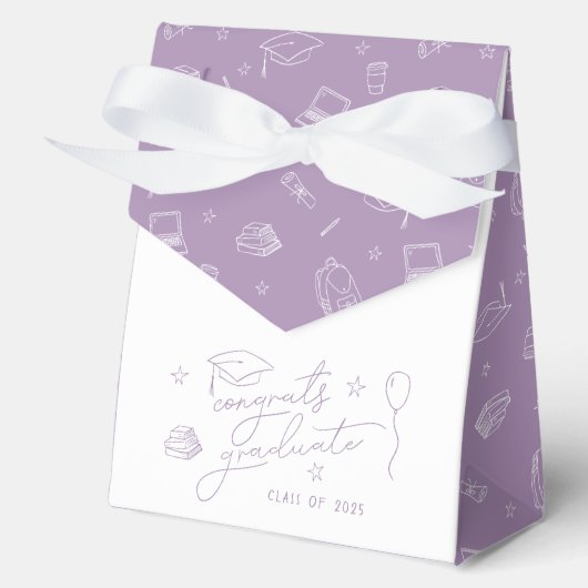 Lavendel Retro Hand getrokken gepersonaliseerd Afs Bedankdoosjes (Voorkant)