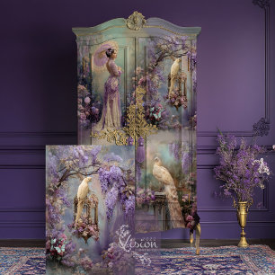 Lavendel Romance,  vogelkooi Bird & Floral Tissuepapier