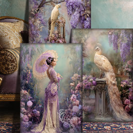 Lavendel Romantiek Vintage Fantasie Portret & Voge Inpakpapier Vel