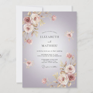 Lavendel Romantische Bloemrijke Bruiloft Kaart