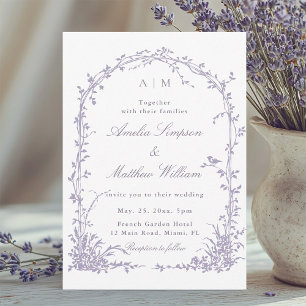 Lavendel Romantische Botanische Boog Tuin Bruiloft Kaart