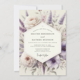 Lavendel Romantische Weide Bruiloft Kaart