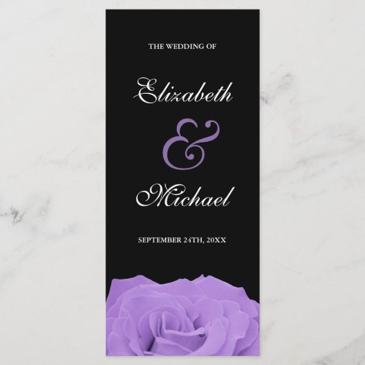 Lavendel Roos en zwart huwelijksprogramma Programma (Voorkant)