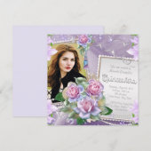 Lavendel Roos Quinceanera Kaart (Voorkant / Achterkant)