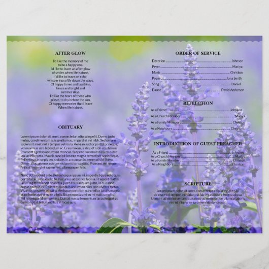 Lavendel rouwkaart template (Achterkant)