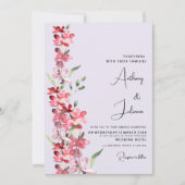 Lavendel roze bordeaux munt bloemenbruiloft kaart (Voorkant)