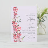 Lavendel roze bordeaux munt bloemenbruiloft kaart (Staand voorkant)