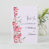 Lavendel roze bordeauxrood mint bloemig Dank U Kaart (Staand voorkant)