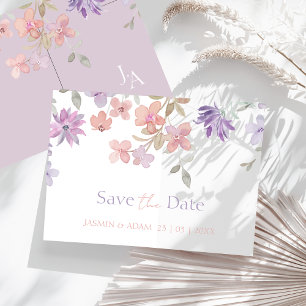 Lavendel Roze Fantasievolle Wilde Bloemen Bruiloft Save The Date