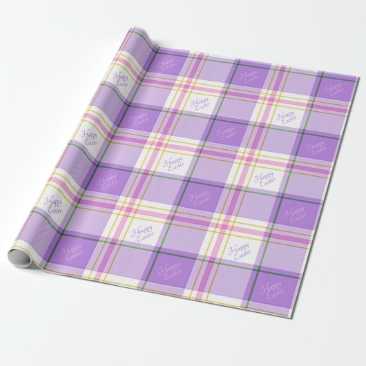 Lavendel & Roze Gelukkig Pasen Cadeaupapier (Uitgerold)