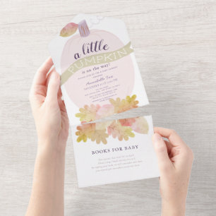 Lavendel Roze Pompoen Baby shower All In One Uitnodiging